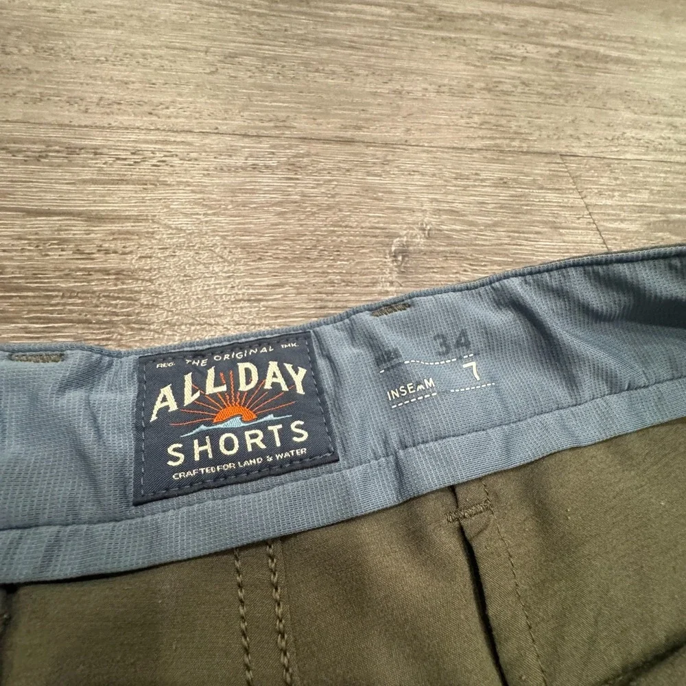 Faherty Shorts Mens 34 Green All Day Drawstring Performance Stretch 7